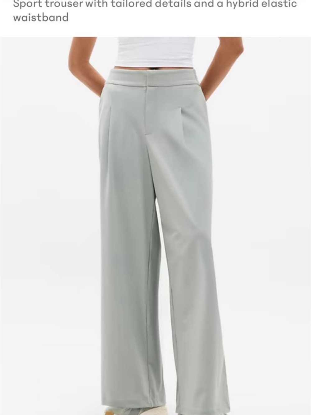 Wide-Leg Tailored Trousers in Light Sage